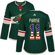 Wholesale Cheap Adidas Wild #11 Zach Parise Green Home Authentic USA Flag Women's Stitched NHL Jersey