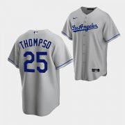 Wholesale Cheap Men's Los Angeles Dodgers #25 Trayce Thompson Gray Cool Base Stitched Baseball Jersey