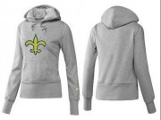 Wholesale Cheap Women's New Orleans Saints Logo Pullover Hoodie Grey