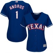 Wholesale Cheap Rangers #1 Elvis Andrus Blue Alternate Women's Stitched MLB Jersey