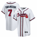 Wholesale Cheap Men's White Atlanta Braves #7 Dansby Swanson 2021 World Series Champions Cool Base Stitched Jersey