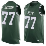 Wholesale Cheap Nike Jets #77 Mekhi Becton Green Team Color Men's Stitched NFL Limited Tank Top Jersey