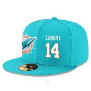 Wholesale Cheap Miami Dolphins #14 Jarvis Landry Snapback Cap NFL Player Aqua Green with White Number Stitched Hat