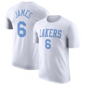 Wholesale Cheap Men\'s Los Angeles Lakers #6 LeBron James White 2022-23 Classic Edition Name & Number T-Shirt