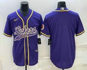 Wholesale Cheap Men's Los Angeles Lakers Blank Purple Cool Base Stitched Baseball Jersey