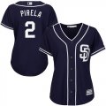Wholesale Cheap Padres #2 Jose Pirela Navy Blue Alternate Women's Stitched MLB Jersey