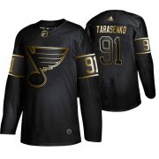 Wholesale Cheap Adidas Blues #91 Vladimir Tarasenko Men's 2019 Black Golden Edition Authentic Stitched NHL Jersey