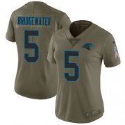 Wholesale Cheap Nike Panthers #5 Teddy Bridgewater Olive Women's Stitched NFL Limited 2017 Salute To Service Jersey