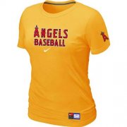Wholesale Cheap Women's Los Angeles Angels Nike Short Sleeve Practice MLB T-Shirt Yellow