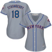 Wholesale Cheap Mets #18 Darryl Strawberry Grey Road Women's Stitched MLB Jersey