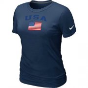 Wholesale Cheap Women's USA Olympics USA Flag Collection Locker Room T-Shirt Dark Blue