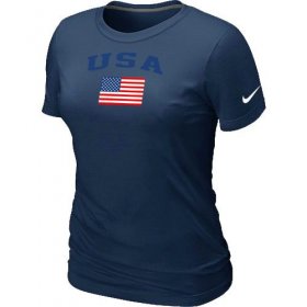 Wholesale Cheap Women\'s USA Olympics USA Flag Collection Locker Room T-Shirt Dark Blue