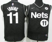 Wholesale Cheap Men's Brooklyn Nets #11 Kyrie Irving Black Nike Swingman 2021 Earned Edition Stitched Jersey With Sponsor Logo