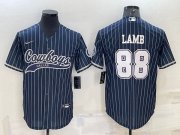 Wholesale Cheap Men's Dallas Cowboys #88 CeeDee Lamb Navy With Patch Cool Base Stitched Baseball Jersey