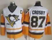 Wholesale Cheap Penguins #87 Sidney Crosby White/Black CCM Throwback Stitched NHL Jersey