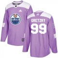 Wholesale Cheap Adidas Oilers #99 Wayne Gretzky Purple Authentic Fights Cancer Stitched Youth NHL Jersey