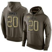 Wholesale Cheap NFL Men's Nike Jacksonville Jaguars #20 Jalen Ramsey Stitched Green Olive Salute To Service KO Performance Hoodie