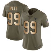 Wholesale Cheap Nike Texans #99 J.J. Watt Olive/Gold Women's Stitched NFL Limited 2017 Salute to Service Jersey