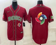 Wholesale Cheap Men's Mexico Baseball 2023 Red World Baseball Big Logo Classic Stitched Jersey