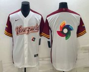 Wholesale Cheap Men's Venezuela Baseball 2023 White World Big Logo With Patch Classic Stitched Jersey