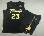 Wholesale Cheap Men's Toronto Raptors #23 Fred VanVleet Black 2020 Nike City Edition Swingman Jersey With Shorts