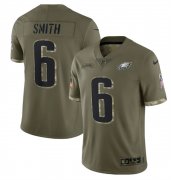 Wholesale Cheap Men's Philadelphia Eagles #6 DeVonta Smith 2022 Olive Salute To Service Limited Stitched Jersey