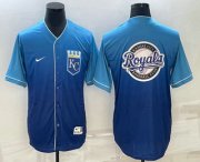 Wholesale Cheap Men's Kansas City Royals Big Logo Nike Blue Fade Stitched Jersey