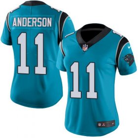 Wholesale Cheap Panthers #11 Robby Anderson Blue Women\'s Stitched Limited Rush Jersey
