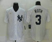 Wholesale Cheap Men's New York Yankees #3 Babe Ruth White Throwback Stitched MLB Cool Base Nike Jersey