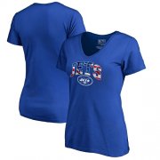 Wholesale Cheap Women's New York Jets NFL Pro Line by Fanatics Branded Royal Banner Wave V-Neck T-Shirt