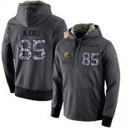 Wholesale Cheap NFL Men's Nike Cleveland Browns #85 David Njoku Stitched Black Anthracite Salute to Service Player Performance Hoodie