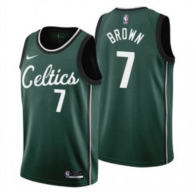 Wholesale Cheap Men\'s Boston Celtics #7 Jaylen Brown 2022-23 Green City Edition Stitched Jersey