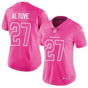 Wholesale Cheap Nike Texans #27 Jose Altuve Pink Women's Stitched NFL Limited Rush Fashion Jersey