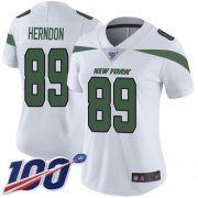 Wholesale Cheap Nike Jets #89 Chris Herndon White Women's Stitched NFL 100th Season Vapor Limited Jersey