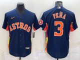 Wholesale Cheap Men's Houston Astros #3 Jeremy Pena Navy Blue With Patch Stitched MLB Cool Base Nike Jersey