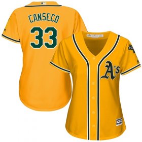 Wholesale Cheap Athletics #33 Jose Canseco Gold Alternate Women\'s Stitched MLB Jersey