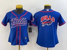 Wholesale Cheap Women\'s Buffalo Bills Royal Team Big Logo With Patch Cool Base Stitched Baseball Jersey
