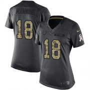 Wholesale Cheap Nike Colts #18 Peyton Manning Black Women's Stitched NFL Limited 2016 Salute to Service Jersey