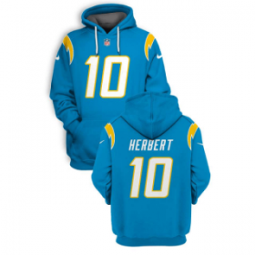 Wholesale Cheap Men\'s Los Angeles Chargers #10 Justin Herbert Blue 2021 Pullover Hoodie