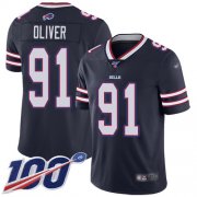 Wholesale Cheap Nike Bills #91 Ed Oliver Navy Men's Stitched NFL Limited Inverted Legend 100th Season Jersey