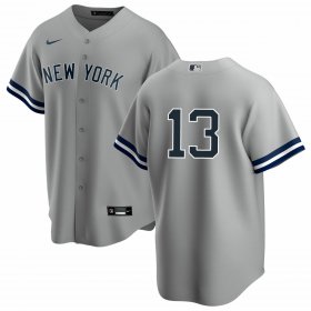 Wholesale Cheap New York Yankees #13 Joey Gallo Men\'s Nike Gray Road MLB Jersey - No Name