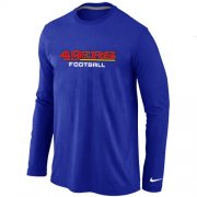 Wholesale Cheap Nike San Francisco 49ers Authentic Font Long Sleeve T-Shirt Blue