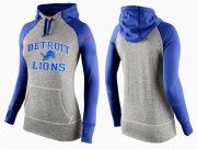 Wholesale Cheap Women's Nike Detroit Lions Performance Hoodie Grey & Blue_2