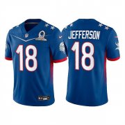 Wholesale Cheap Men's Minnesota Vikings #18 Justin Jefferson 2022 Royal NFC Pro Bowl Stitched Jersey