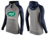 Wholesale Cheap Women's Nike New York Jets Performance Hoodie Grey & Dark Blue