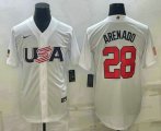 Wholesale Cheap Men's USA Baseball #28 Nolan Arenado 2023 White World Baseball Classic Replica Stitched Jersey