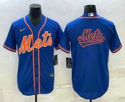 Wholesale Cheap Men's New York Mets Big Logo Navy Blue Cool Base Stitched Baseball Jersey