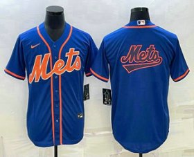 Wholesale Cheap Men\'s New York Mets Big Logo Navy Blue Cool Base Stitched Baseball Jersey