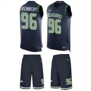 Wholesale Cheap Nike Seahawks #96 Cortez Kennedy Steel Blue Team Color Men's Stitched NFL Limited Tank Top Suit Jersey