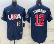 Wholesale Cheap Mens USA Baseball #12 Kyle Schwarber Number 2023 Navy World Baseball Classic Stitched Jersey